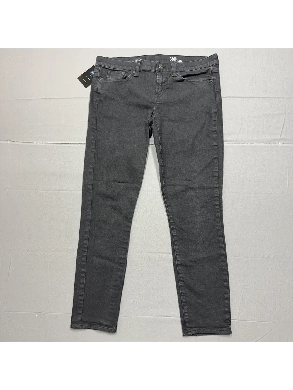 J.Crew Womens Toothpick Skinny Jeans Denim Size 30 Tall Gray Faded Black Casual
